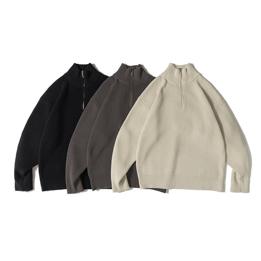 Men's Retro Half-open Collar Knitwear Sweater