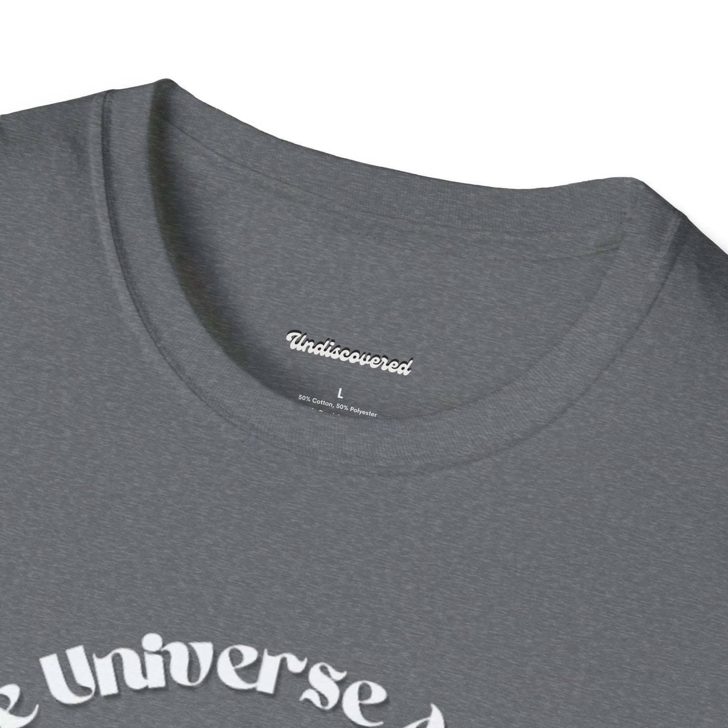 Unisex Softstyle T-Shirt - "The Universe Awaits" Cosmic Graphic Tee for Space Lovers