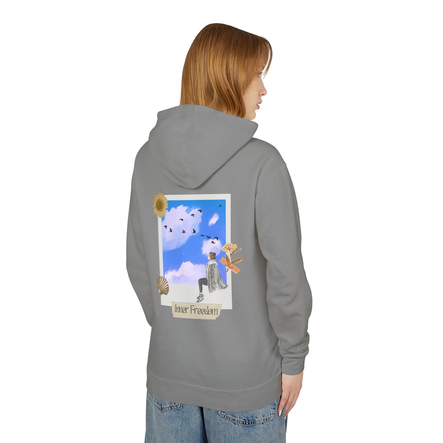 Unisex Lightweight Hooded Sweatshirt with 'Inner Freedom' Design - Cozy Casual Wear for Self-Expression