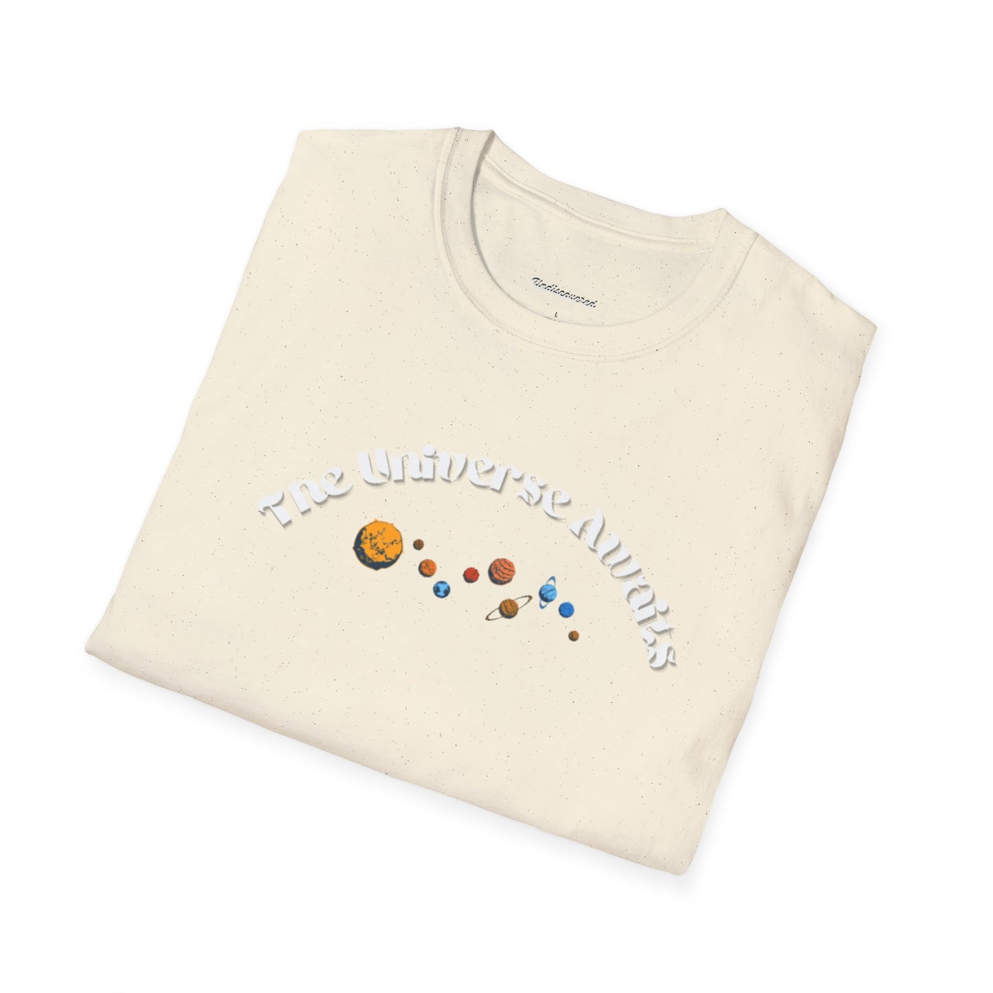 Unisex Softstyle T-Shirt - "The Universe Awaits" Cosmic Graphic Tee for Space Lovers