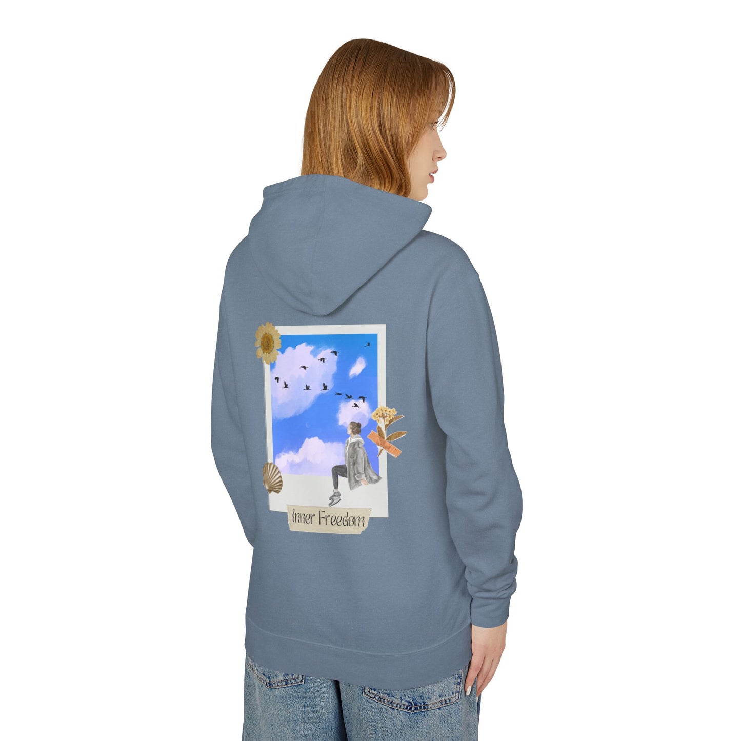 Unisex Lightweight Hooded Sweatshirt with 'Inner Freedom' Design - Cozy Casual Wear for Self-Expression